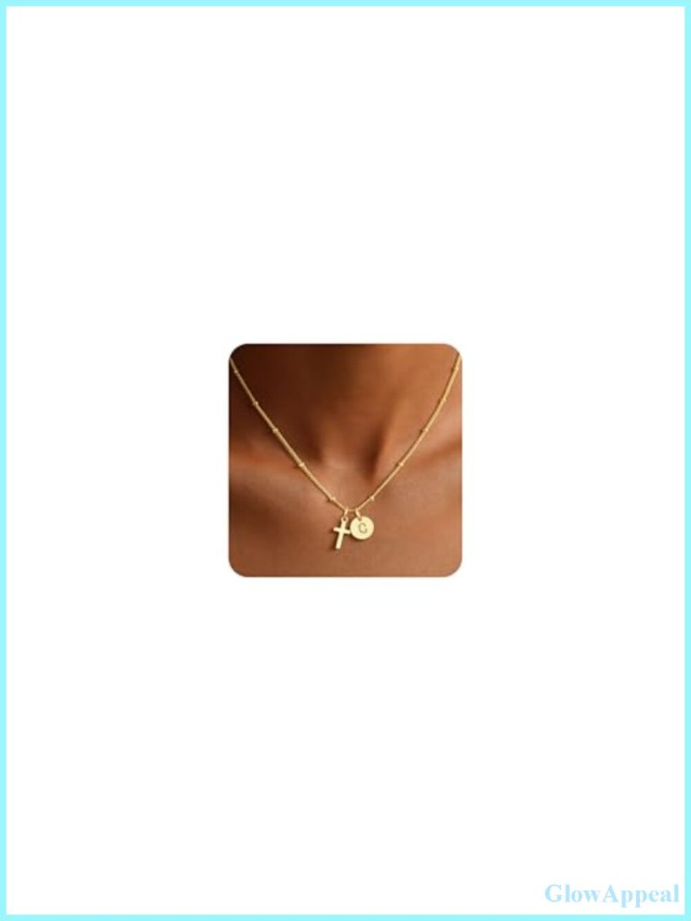 Gold Plated Brass Cross Initial Necklace for Women, Christian Jewelry Gift,